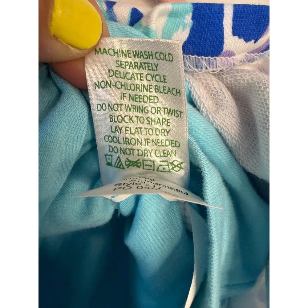 Lilly Pulitzer Pineapple Party Skort Blue Turquoise Ikat Gold Button Womens L